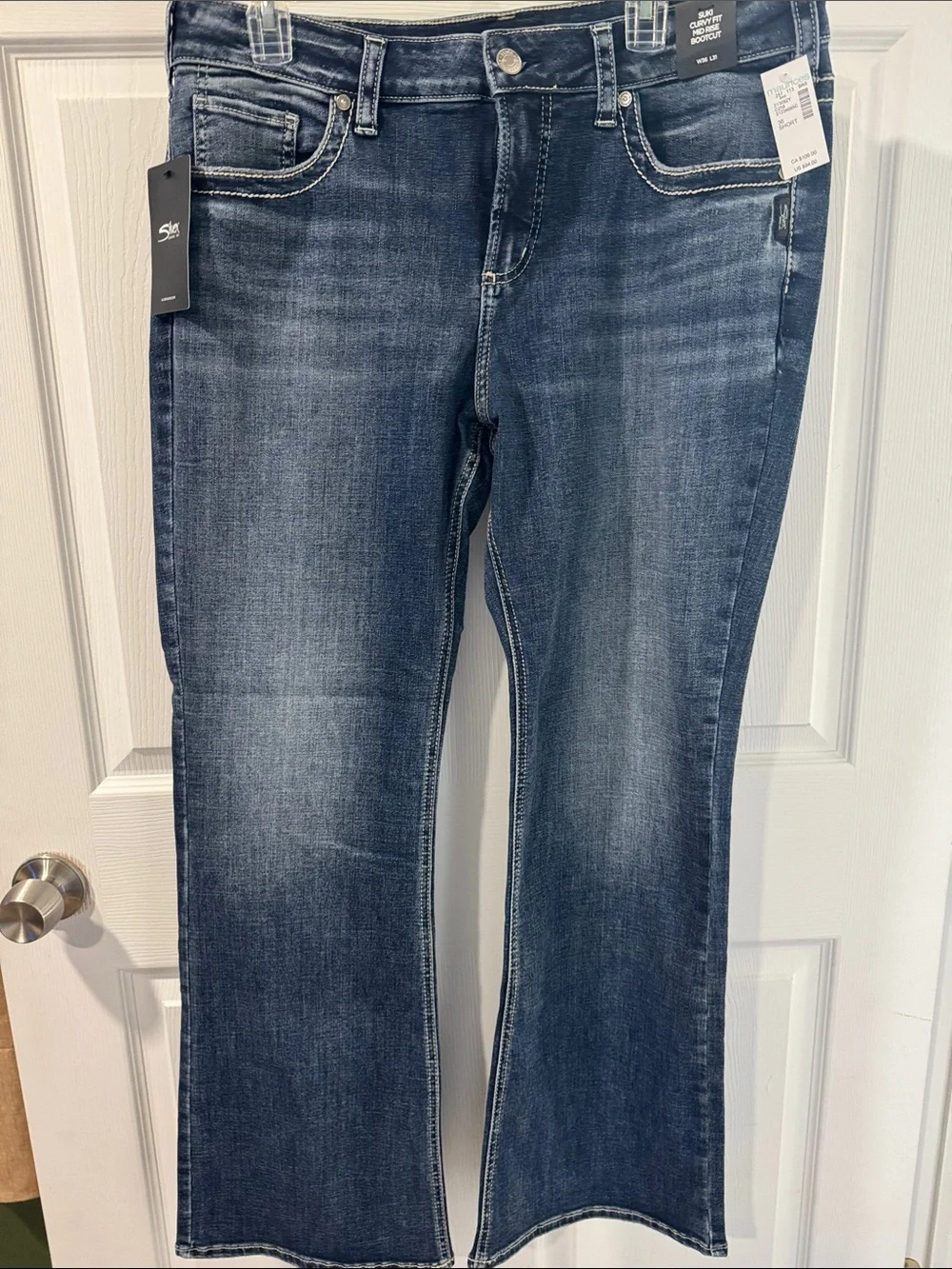 Silver Jeans Women's Flare Dark Blue Stretch Denim